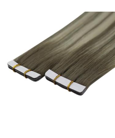 Youngsee Ombre Real Hair Tape Extensions - 40cm Light Ash Brown to Blonde - 5pcs 10g Virgin Skin Weft - Buy Online on GoSupps.com