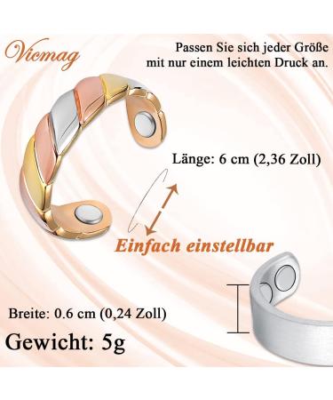 Vicmag Copper Magnetic Rings for Arthritis Pain Relief - 99.99% Pure Copper Adjustable Size Gift Box Included | Tricolor & Silver Matt Design for Men & Women - Buy Online on GoSupps.com