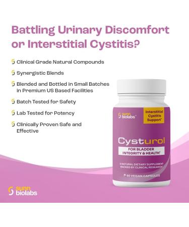 SUNN BIOLABS CYSTUROL  Bladder Formula Support - Pack of 2 - 60 Vegan Capsules - Buy Online on GoSupps.com