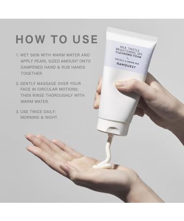 RAWQUEST Korean Daily Exfoliating Foaming Face Wash - Gentle Scrub for Deep Pore Cleansing Brightening & Blackhead Removal - 5.07 Fl. Oz Milk Thistle for Combination Skin - Buy Online on GoSupps.com