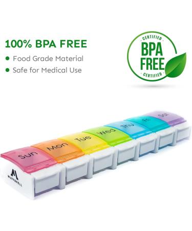 MUFFSHELL Weekly Pill Organizer - Large BPA Free Design for Arthritis, Home & Office - Pill Box & Crusher for Vitamins, Fish Oil & Meds - Buy Online on GoSupps.com