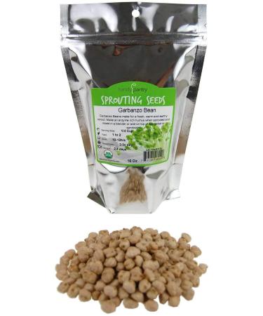 Dried Garbanzo Beans- Organic Sprouting Seeds - 1 Lbs - Handy Pantry Brand - Dry Garbonzo Bean / Seeds - For Planting, Gardening, Hummus, Cooking, Food Storage, Sprouts Product Name