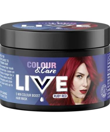 Schwarzkopf LIVE Colour & Care Hair Mask 5 Minute Wash Out Colour Boost Semi-permanent Red Hair Dye Lasts up to 6 Washes- Ruby Red 150ml Coconut 150 ml (Pack of 1)