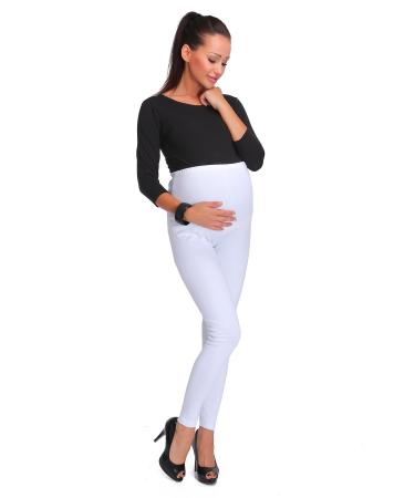 SOFTSAIL Womens Maternity Leggings Thick Cotton Pregnancy Fleece Pants PREG28 12 White