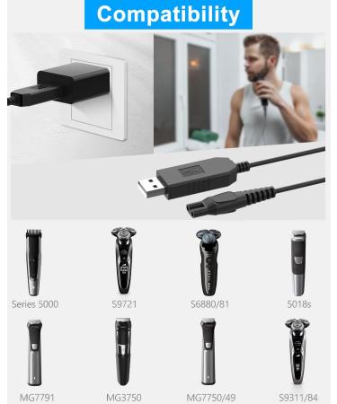 15V Philips Shaver Charger HQ8505 Cable for Norelco Series 3000-9000 + One Blade - USB Charging Cord - Buy Online on GoSupps.com
