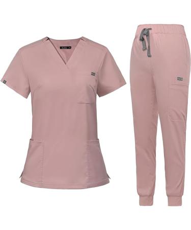 Viaoli Women's Scrubs Set - Pink  X-Small - Modern Clinical Workwear with 10 Pockets - Buy Online on GoSupps.com