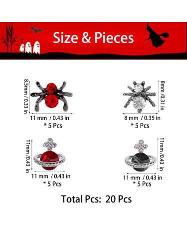 Shop Halloween Nail Rhinestones - Red Planet & Cross Shape Crystals Spider & Saturn 3D DIY Nail Decorations - Buy Online on GoSupps.com