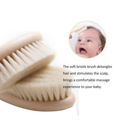 Baby Goat Hair Brush and Comb Set for Newborns & Toddlers - Eco-Friendly Safe Brush for Cradle Cap - Natural Wooden Comb - Perfect Baby Shower Gift - Buy Online on GoSupps.com