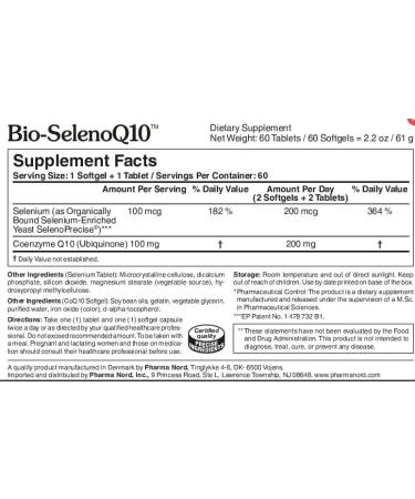Pharma Nord Bio-SelenoQ10 Anti-Aging Supplement| CoQ10 100mg & Selenium 100mcg | Supports Cellular Health & Longevity | Slows Cellular Aging | Backed by Research | 60 Softgels & 60 tabs - Buy Online on GoSupps.com