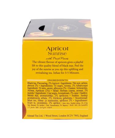 Ahmad Tea Apricot Sunrise Black Tea with Apricot 20 Individually Packaged Aroma-Sealed Bags (2-Pack) - Premium Quality Fruit Tea - Buy Online on GoSupps.com