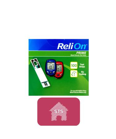 ReliOn Prime Blood Glucose Test Strips 100 Count + STS Sticker.