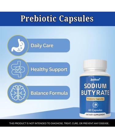 Jpokox Sodium Butyrate Capsules | Prebiotic & Probiotic Capsules | Butyrate Supplement | Capsules for Men & Women - 60 Capules (Pack 3) - Buy Online on GoSupps.com