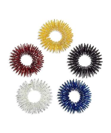 LATRAT 5 Pieces Massage Ring Acupressure Sensory Finger Rings Acupressure Ring Spiky Sensory Finger Rings Pain Therapy Finger