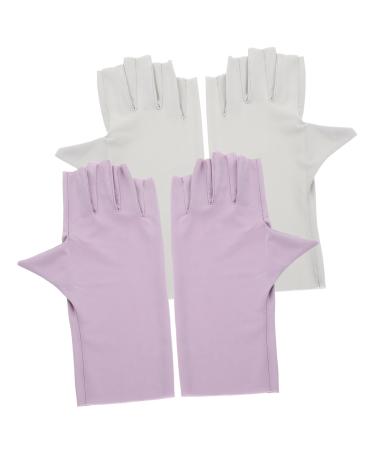 DRESSOOS 2 Pairs pink gloves nail art supplies UV protection gloves manicure UV gloves UV gloves for gel manicures sun protection gloves for women Nylon Nail supplies breathable