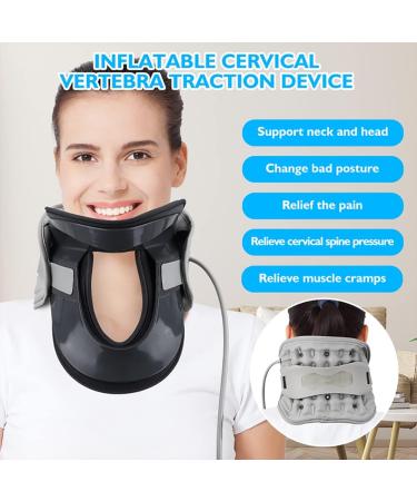 Badez Inflatable Cervical Collar - Adjustable Neck Traction Device with Manual Air Pump for Pain Relief - Buy Online on GoSupps.com