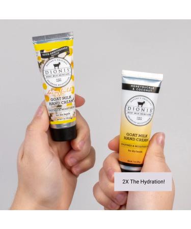 Dionis Goat Milk Skincare Field Of Flowers Hand Cream Gift Set - Daisy & Honeysuckle & Coconut - Moisturizing, Soothing, and Restoring - 2 x 1oz Tubes - Buy Online on GoSupps.com