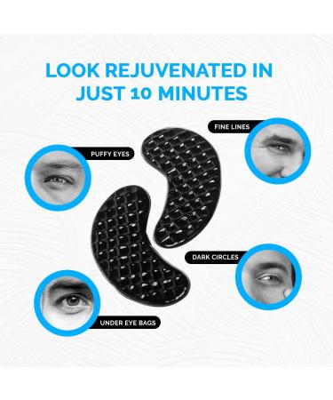 Men's Activated Charcoal Eye Patches - Anti-Wrinkle Energizing Masks for Puffiness & Dark Circles (5 Pack) - International Shipping Available - Buy Online on GoSupps.com