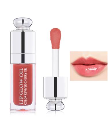Hydrating Lip Glow Oil Lip Plumping Lip Oil Gloss Tinted Lip Balm Transparent Moisturizing Toot Lip Care Oil Non-sticky Big Brush Head Nourishing Repairing Lip Lines and Prevents Dry Cracked Lips(012#)