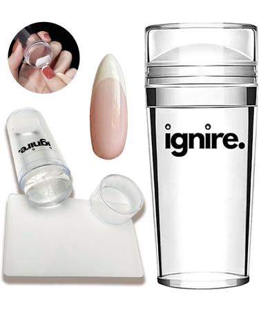 Ignire French Tip Nail Stamp 2 Pc Nail Art Stamper Kit Clear Silicone Nail Stamping Jelly Stamper For Long & Short Nails with Scraper Nail Stamper Kit for French Manicure Home DIY Nail Salon - Buy Online on GoSupps.com