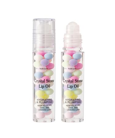 Roller Ball Lip Oil Rolling Ball Lip Oil Plumping Lip Moisturizing Oil - Colorless Lip Makeup for Teens Non-Sticky Moisturizing Lip Balm for Femm