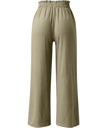 GETBEE Women's Wide Leg Lounge Pants with Pockets - High Waisted Palazzo Flowy Trousers in Army Green - Buy Online on GoSupps.com