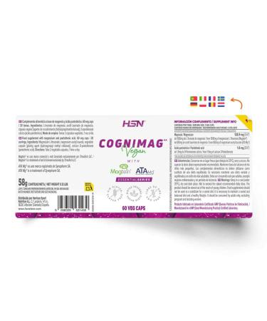 HSN HSN Cogni Mag Magnesium L-Threonate 1000 mg Magtein | 60 Vegetable Capsules | with Magnesium Taurate ATA Mg and Pantothenic Acid which contributes to normal intellectual performance