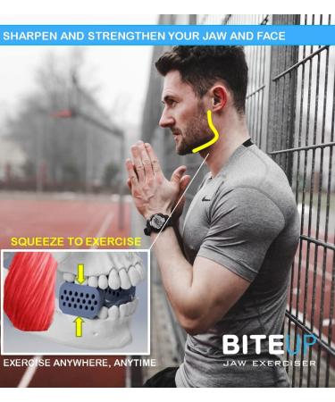 California Designed BITEUP Jawline Exerciser - Tone & Strengthen Face & Neck Muscles - FDA Food Grade Silicone - Beginner Blue - Buy Online on GoSupps.com
