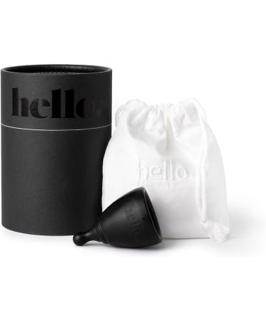 The Hello Cup Small / Medium Menstrual Cup, BPA Free, Reusable, Hypoallergenic, Recyclable, Medical Grade TPE, No Silicone, No Rubber, No Latex, Long Lasting, Smooth & Comfortable, S / M 1 ct. Black