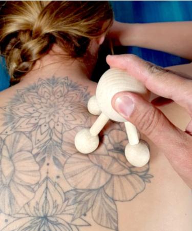 Ostento Massager Wood | Massage Roller for Back Neck Shoulders and More | Maderotherapy & Wood Therapy - European Quality - Buy Online on GoSupps.com