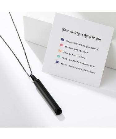 Tyniffer Breathing Necklace for Anxiety Relief - Shift Necklace for Women - Stress Relief & Meditation Aid - Calming Mindful Whistle Necklace in Black - Buy Online on GoSupps.com