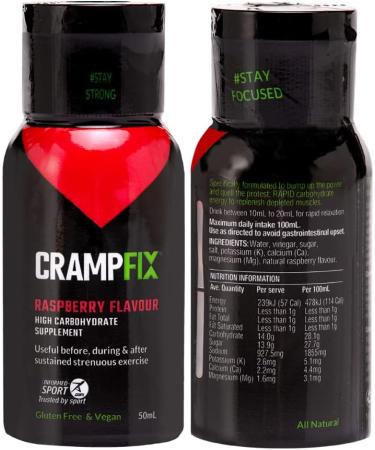 All-Natural Raspberry Drink Shot - Relieve Muscle Cramps (Leg Calf Hamstring) - Pack of 6 Multi-Serve Squeeze Bottles - International Shipping Available - Buy Online on GoSupps.com