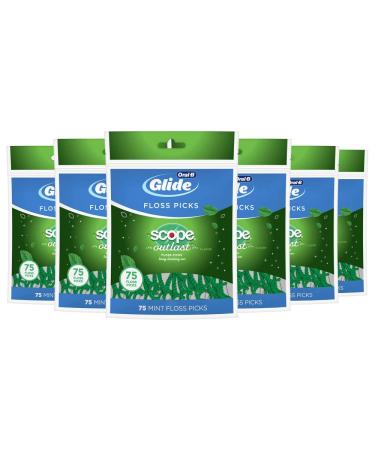 Oral B Glide Outlast Reach Floss Picks - Mint - 6 Pack
