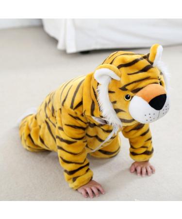 COOKY.D Baby Hooded Rompers | Winter Flannel Jumpsuit Pajamas | Tiger Print | 6-12 Months - Buy Online on GoSupps.com