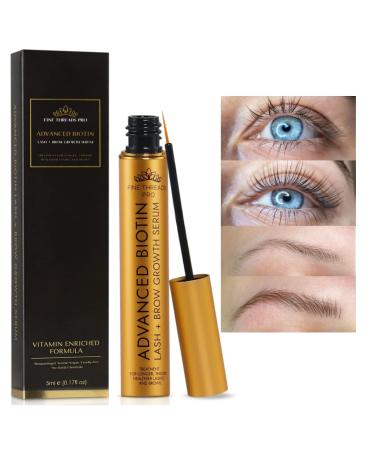 Eyelash and Eyebrow Growth Serum Physician Developed - Advanced Biotin for Fuller  Longer  Thicker & Healthier Natural Lashes and Brows  Lash Extensions Safe  Oil-free  Irritation free & Cruelty-Free- 5ML 6 Months Supply...