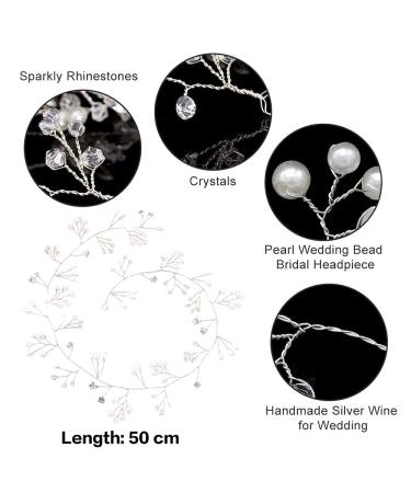 Elegant Bridal Pearls Headband - Silver Rhinestone Hair Accessories for Weddings Prom & Bridesmaids - Buy Online on GoSupps.com