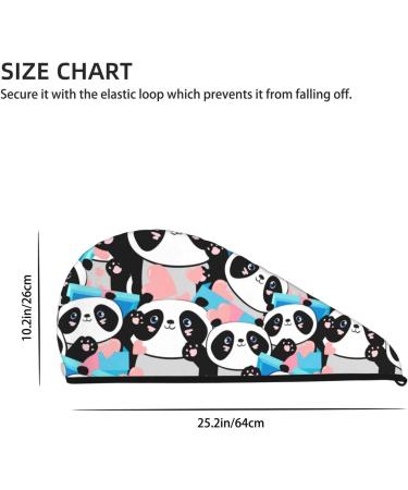 Panda Cute Pink Hearts Microfiber Hair Towel - Soft Super Absorbent Quick Dry Hair Cap for Long Curly & Thick Hair | Coral Velvet Towel Wrap for Women - Buy Online on GoSupps.com