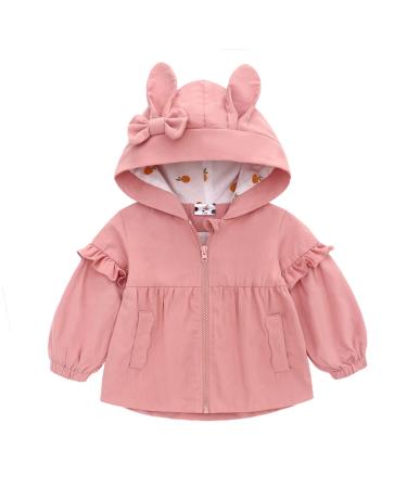 famuka Baby Girls Hooded Jacket Toddler Kids Spring Windbreaker Outwear 3 Years Pink