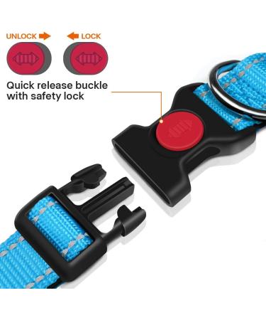 Taglory Soft Padded Neoprene Dog Collar - Adjustable Reflective XS for Puppies | Sky Blue | 1-Pack - Ideal Training Collar for Small Dogs - Buy Online on GoSupps.com