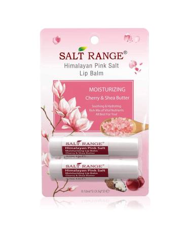 Salt Range Moisturizing Lip Balm Cherry & Shea Butter - Chapstick for Dry Chapped lips & Cracked lips Organic Chapstick 2-Pack 0.30 Ounce Pack 1 (2 Pieces)