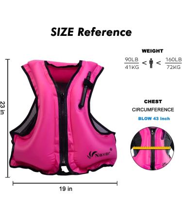 NAXER Inflatable Snorkeling Vest for Adults - Easy Swim & Paddleboarding - Rose - Buy Online on GoSupps.com