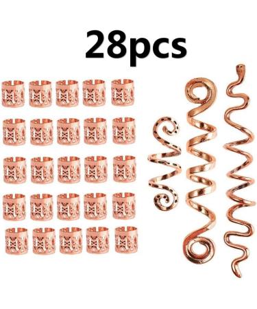28 Pcs Braid Hair Accessories Celtic Hair Jewelry Dreadlock Accessories Loc Jewelry Hair Braid Coil Jewel Hair Cuffs Hair Clips for Women Girls rose gold - Buy Online on GoSupps.com