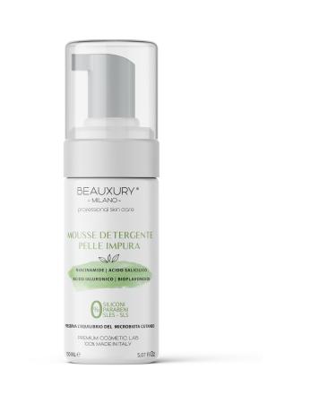 Beauxury Milano Impura Facial Cleansing Foam Oily Skin 150 ml with Niacinamide Salicylic Acid Hyaluronic Acid