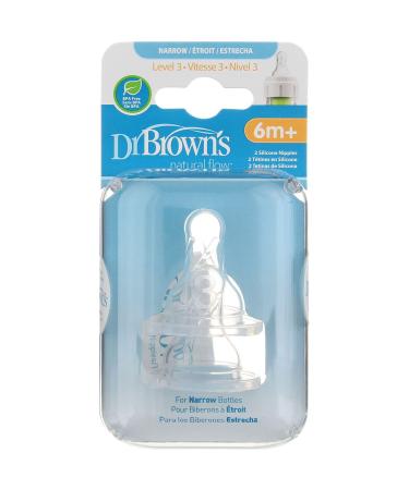 Dr. Brown's Natural Flow Level 3 Silicone Nipples 6m+ - 2 Pack - Buy Online on GoSupps.com