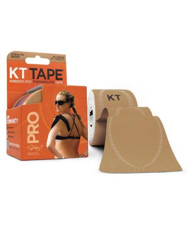 KT TAPE PRO Synthetic Elastic Kinesiology 20 Pre-Cut 10-Inch Strips Therapeutic Tape Stealth Beige (2 Pack)