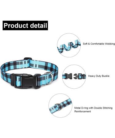 Buy Suredoo Adjustable Soft Nylon Dog Collar for Small & Medium Dogs - Comfort & Style (L Blue Checkered) - Perfect for Puppies! - Buy Online on GoSupps.com