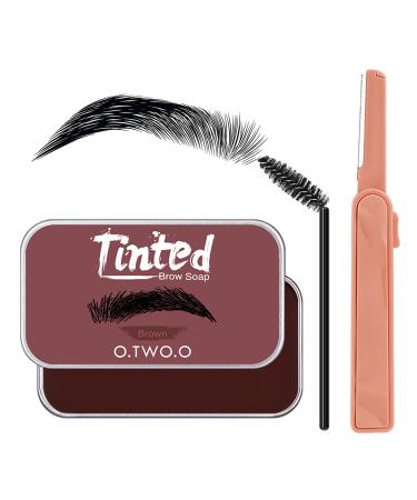 KAYNEST Tinted Eyebrow Soap Kit, Waterproof Long Lasting Brows Styling Soap for Natural Brows, 3D Feathery Brow Shaping Gel with Brow Trimmer and Brow Brush (DARK BROWN)
