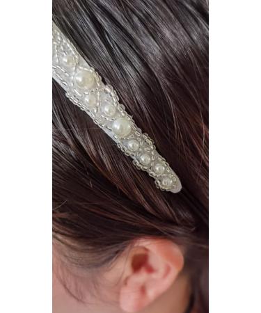 Inspirelle Handmade Imitation Pearl Beaded Elastic Headband - Pack of 5 | Fashionable Hairbands for Women, Girls - Buy Online on GoSupps.com