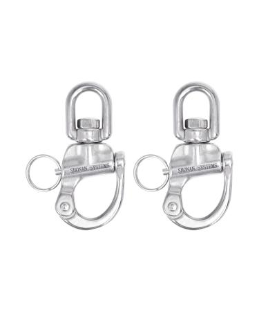 SHONAN Swivel Eye Snap Shackle, Marine Sailboat Shackles, 2 Pack Stainless Steel Swivel Shackles for SCBA Mask Quick Release, Sailing Rigging for Spinnaker Halyard 2.75 Inch, 2 Pack