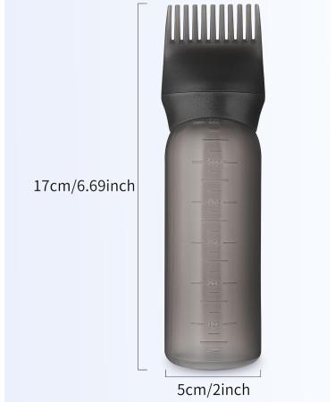 WLLHYF Root Comb Applicator Bottle 6 Ounce Hair Oil Applicator 1 Pack Applicator Bottle Brush with Graduated Scale Hair Root Comb Color Applicator for Hair Dye (Black) - Buy Online on GoSupps.com