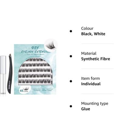 SISILILY DIY Individual Cluster Lashes CC Curl Kit - 45 Hand-made 3D False Eyelashes with Glue and Tweezer - Easy DIY Eyelash Extensions at Home - Save Time with DM10 Clusters - Buy Online on GoSupps.com